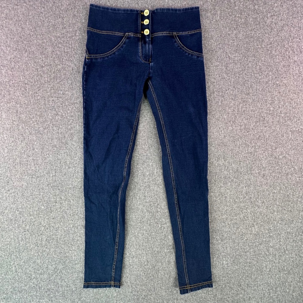 Freddy Pants Womens 6 WR.UP Blue High Rise Triple Button Skinny Denim Look